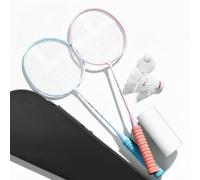 JISADER Badminton Racket Set, Aluminum Alloy Frame Rackets, Wind-Breaking Design, with Shuttlecocks & Case