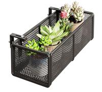 JISADER Balcony Planter for Railing Flower Pot Holder Over The Rail Iron Hanging Basket Stand Fence Hanging Planter Rack Metal Potted Stand, 37cmx15cmx9cm