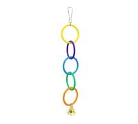 JISADER Bird Climbing Toy with Assorted hued rings and Bells, Bird Climbing Rings for Parrot Cage Enrichment, Small Bird Toys for Fun, Five-color ring