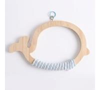 JISADER Bird Swing Stand with House Frame, Rope Wrapped Wooden Bird Perch and Parrot Stand for Rest and Play, Suitable for Cockatiels and Parakeets, Light Blue and White, marine mammal