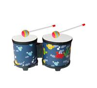 JISADER Bongo Drum Wooden Percussion Hand Drum Set African Musical Instrument Rhythm Toy Portable Handmade Suitable for Beginners Adults Children Indoor Outdo, Sea