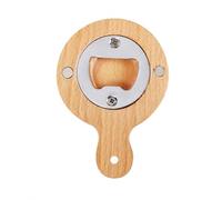 JISADER Bottle Opener, Beech Wood Home Bar Accessories with Back, Personalised Beer Bottle Opener for Man Cave, Beech Wood - Round - No Patter