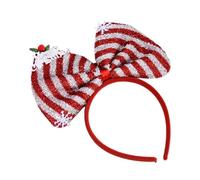 JISADER Bow Hair Hoop, Christmas Headband, Merry Christmas Head Decoration, Christmas Bow Headband for School Events, Red White Stripe
