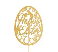 JISADER Bunny Egg Cupcake Topper Festive Design Happy Easter Cake Topper Glittery Finish Easter Dessert Insert for Families, Parents, Home Parties, Photo Prop