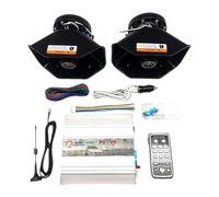 JISADER Car Megaphone with Emergency Sounds, Vehicle Announcement Speaker System, High-Amplifier for Trucks and Commercial Vehicles, Easy Installation, 1600W, 2 Black Peak Speaker