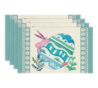 JISADER Carrots Rabbits Bunny Happy Easter Set of 4 Placemats, Easter Placemat Machine Washable Reusable Bunny Bunny Table Mat for Party Hosts, Homeowners, Kitchen, Parties, Restaurant, B (4pcs)