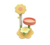 JISADER Cat Activity Tree with Floral Motif and Sisal Pet Cord Scratcher, Simple Style Kitten Activity Center with Toys, Minimalist, yellow blossom flo