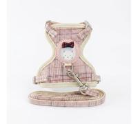 JISADER Cat Harness and Leash Set for Outdoor Walking, Soft Plaid Chest Vest, Non-Retractable Training Cat Leash and Cat Walking Leash for Pets, Light Pink Plaid, Pink