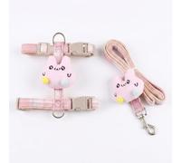 JISADER Cat Harness and Leash Set, H-shaped Small Pet Vest for Outdoor Walking, Adjustable Kitten and Small Pet Harness with Non-Retractable Leash, Pink (with doll), Pink