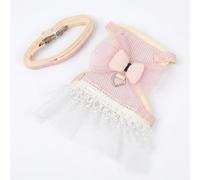 JISADER Cat Harness and Leash Set, Princess Dress Cat Walking Harness with Skirt and Bow, Non-Retractable Leash for Outdoor Walking Gear, Pink, Pink