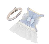 JISADER Cat Harness and Leash Set, Princess Dress Cat Walking Harness with Skirt and Bow, Non-Retractable Leash for Outdoor Walking Gear, Pink, Blue