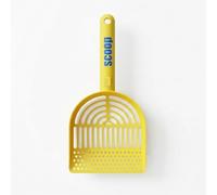 JISADER Cat Litter Sifter and Metal Scooper, Large Size Stainless Steel Fine Mesh Litter Sifter for Clumping Bentonite Metal Ladle for Cat Owner, Lemon Yellow