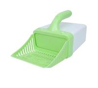 JISADER Cat Sifter and Sifting Tool with Holder Waste Bin, PP Material Unified Handle and Small Round Holes, Essential Tool for Kitten Waste Owners, Green