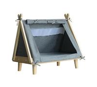 JISADER Cat Tent, Indoor Pet Bed with Cushion, Elevated Wooden Kennel for Dogs And Cats, Gray