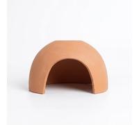 JISADER Ceramic Reptile Hide with Reptile Water Bowl, Retaining Hide for Molting, Clay Cave for Geckos, Reptile Species and Snakes, Terracotta Coconut Shape, L