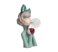 JISADER Charming Bubble Blower Girl Night Lamp for Stylish Home Decor, Green Bowknot, 14x24x36.5cm