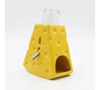 JISADER Cheese Ceramic Water Dispenser Hamster Water Bottle, 125ml Hamster Water Bottle with Stand, Leak-Resistant Cheese Water Bottle for Small Animals, Yellow