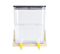 JISADER Chicken Feeder and Water Dispenser Set, Small Water Dispenser for Chicks, Clear Acrylic Tray & 200-480ml Bowl with Wood Stand, Large Nipple Drinker 1500ml +