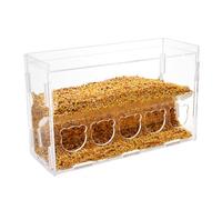 JISADER Chicken Feeder and Water Dispenser Set, Small Water Dispenser for Chicks, Clear Acrylic Tray & 200-480ml Bowl with Wood Stand, Acrylic Double Layer 5-Hole Fe