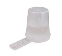 JISADER Chicken Feeder and Water Dispenser Set, Small Water Dispenser for Chicks, Clear Acrylic Tray & 200-480ml Bowl with Wood Stand, ivory Base Long Spout Chick Dr