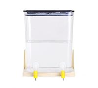 JISADER Chicken Feeder and Water Dispenser Set, Small Water Dispenser for Chicks, Clear Acrylic Tray & 200-480ml Bowl with Wood Stand, Large Nipple Drinker 1500ml
