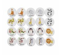 JISADER Children Learning Card Educational Memory Matching Game with Wooden Animal Fruit Dinosaur Discs for Cognitive Skill Development Suitable for Preschool Daycare Home, Animal Pattern