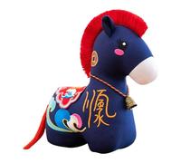JISADER Chinese New Year Horse Toy, Blessing for The 2026, Doll Toy, Red Deep Blue 22cm