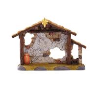 JISADER Christmas Empty Nativity Stable Handcraft Indoor Christmas Decorations Resin Traditional Nativity Scene Manger Shed Hand Painted for Living Room, House, Home Tabletop and Window