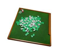 JISADER Classic Tiles Games Mini Mahjong Set with Folding Mahjong Table 144 Tiles Mahjong, green