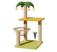 JISADER Coconut Tree Cat Climber Activity Centre with Round Base, Sisal Scratching Tree Indoor Playhouse for Adult Cats, Premium Paradise Sisal Rope