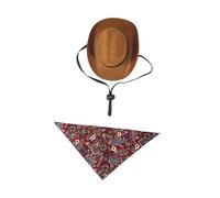 JISADER Cowboy Costume Accessories for Pets, Cosplay, Cowboy Hat And Funny Dog Bandana Halloween, Red S