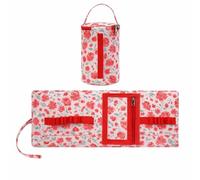 JISADER Crochet Hook and Yarn Organizer Bag, Knitting Project Bag for Travel, Yarn Tote Organizer for Hooks, Knitting Bag for Avid Knitters, Red with Dandelion Print, Dandelion Floral Print, [Red]