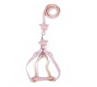 JISADER Dog Harness and Cat Leash Set with Star Charms, Non-Retractable Nylon Leash and Strap Harness for Small Dogs or Medium Cats Walking Outdoors, Light Pink 1.2m, Pink