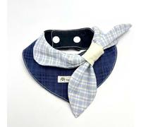JISADER Dog Neckerchief, Navy Blue Plaid Bandana for Large Dogs,