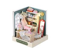 JISADER Dollhouse Miniature House Wooden Construction Kit And Model Building As A Creative Room with Realistic Furniture As A Puzzle for Collectors And, Studio