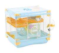 JISADER Double Layer Hamster Cage for Dwarf Hamsters, Portable Wire Multi-Level Habitat, Two-Tier Beginner Small Animal Cage Suitable for Your Animals, Light Blue, Blue