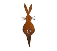 JISADER Easter Bunny Garden Stake Vintage Metal Silhouette Weather-Resistant Rustic Yard Decor, Rusty Rabbit (1pc)