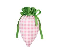 JISADER Easter Bunny Gift Bag, Reusable Easter Treat Pouch for Kids, Parents, Easter Egg, Holiday Celebration, Birthday Parties, Pink Check