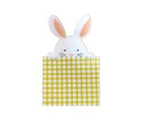 JISADER Easter Bunny Napkins with Yellow Checkered Pattern, Single-Use Paper Napkins for Kids Birthday Parties, 33x40cm