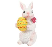 JISADER Easter Bunny Resin Statue Cute Cartoon Rabbit Figurines Festive Home Tabletop Decor, 13cm Height