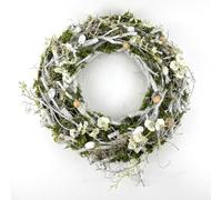 JISADER Easter Door Wreath Farmhouse Festive Decor Floral Wreath Round Foliage Circlet for Home, Crafters, Garden, Holiday Parties, B, 48x10cm
