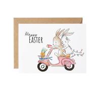 JISADER Easter Rabbits Greeting Card with Envelope Happy Easter Card for Children, Family, Friends, Holiday, Spring Season, Kraft