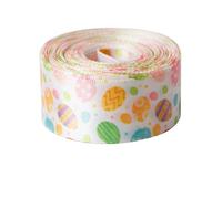 JISADER Easter Ribbon Polyester 3.8cm Wide Green Bunny Egg Designs, 5 Yards Decorative Textile Trim, Spring Holiday Wrapping, Easter Egg and Bunny Pattern, 2.2cm Width; 10 Yards/roll