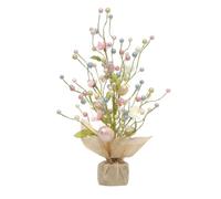 JISADER Easter Tree Decoration for Tabletop 18'' With Lights Easter Branch Decoration Artificial Egg Branch Multicolour Decor for Home Office Mantel, Holiday Ornament