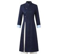 JISADER Elegant Longline Chinese Style Tunic, Women’s Jacquard Zen Blouse with Mandarin Collar, Qipao Inspired Top for Everyday and Special Occasions, M for 116-127 lbs