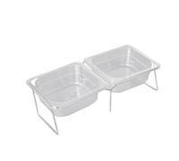 JISADER Elevated Cat Bowl Acrylic Bowl for Cat and Puppy Stainless Steel Frame Dog Dish Feeder, double bowl