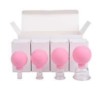 JISADER Facial Cupping Set, 4 Pcs Silicone Face Massage Cups with Manual Pump, Portable Glass Cupping Set for Firmer Skin, Rejuvenate & Tone Face