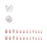 JISADER False Nails with Glossy Finish for Women, Elegant Fake Nails for Party and Special Occasions, Glue-on Set for Daily Wear, Style for Teens, Embossed Butterfly