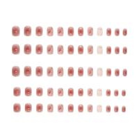 JISADER False Nails with Glossy Finish for Women, Elegant Fake Nails for Party and Special Occasions, Glue-on Set for Daily Wear, Style for Teens, Peach Camellia
