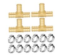 JISADER Fittings Set with Clamps, 1/2 Inch B-fittings, Couplings for Irrigation Systems, Tee 4pcs